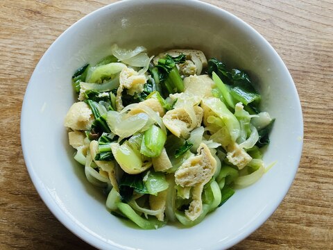 器ひとつでレンジだけ チンゲンサイとがんもの煮浸し